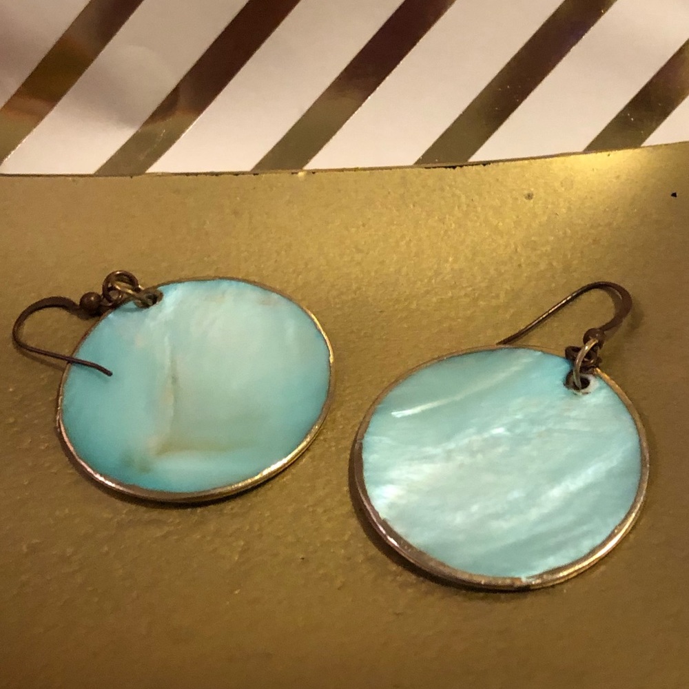 Light Blue and Gold Earrings